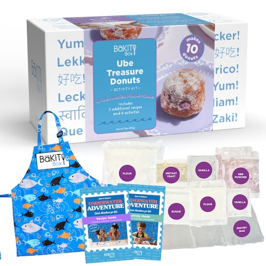 BāKIT Box Ube Treasure Donuts Bake & Wear Bundle with Kids Baking Apron